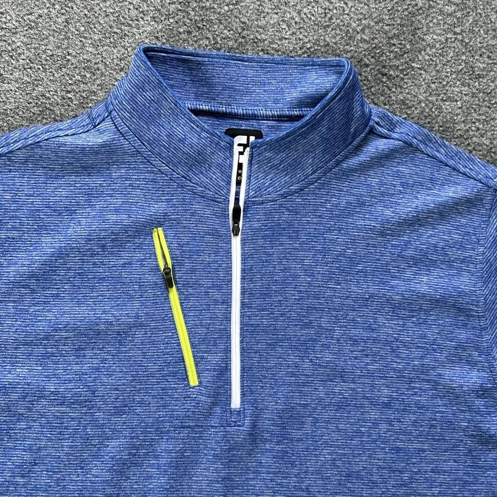 FootJoy Pullover Men XL Royal Blue Heather Pinstripe Half Zip Pullover Golf Top